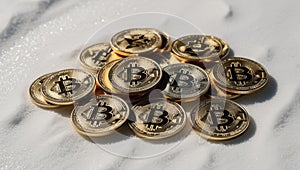 Bitcoin Symbol on Digital Screen photo