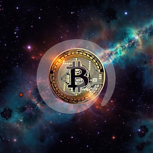 image of bitcoin wallpaper in cosmos background