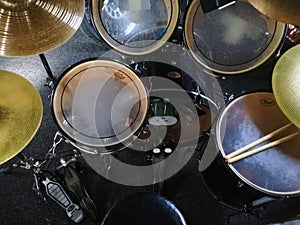 Image of black collored drumset from music room