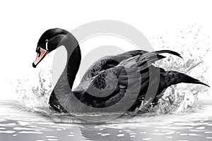 Image of a black swan on white background. Wildlife Animals. Illustration. Generative AI