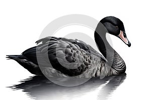 Image of a black swan on white background. Wildlife Animals. Illustration. Generative AI