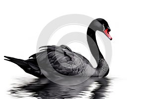 Image of a black swan on white background. Wildlife Animals. Illustration. Generative AI