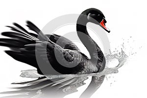 Image of a black swan on white background. Wildlife Animals. Illustration. Generative AI