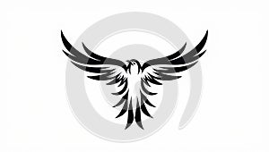 black and white stylized eagle logo design