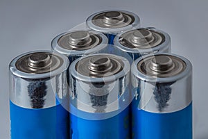 Blue AA Batteries on White Background
