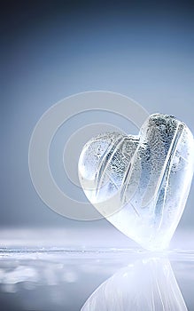 Image of a blue cold ice heart, created with Generative AI technology