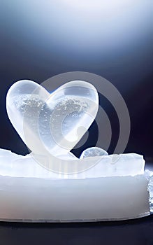Image of a blue cold ice heart, created with Generative AI technology