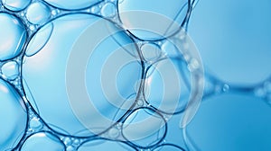 The image is of a blue liquid with many small bubbles