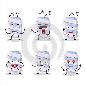 An image of blue marshmallow twist dancer cartoon character enjoying the music