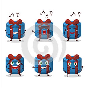 An image of blue round gift dancer cartoon character enjoying the music