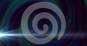 Image of blue and white mesh structure over blue and white lights on black background