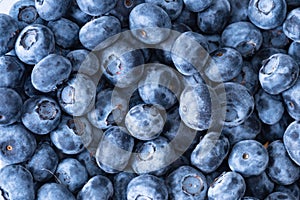 Image of blueberries from above, close up.