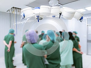 Image blur Surgery doctor team Operating room in hospital