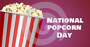 Image of box of popcorn over national popcorn day text