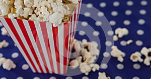 Image of box of popcorn over white spots