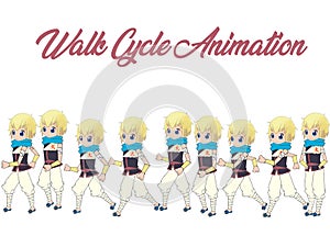 Image of a boy in a walk cycle animation