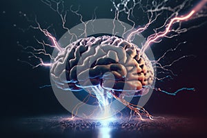 An image of brain with lightning coming out of it. Generative AI