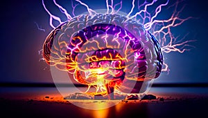 An image of brain with lightning coming out of it. Generative AI