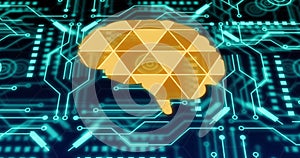 Image of brain and shapes over network of connections