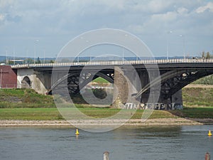 Image of a bridge above the Waal river located in Nijmegen, Netherlands
