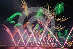 Image of a bright fireworks against the night sky