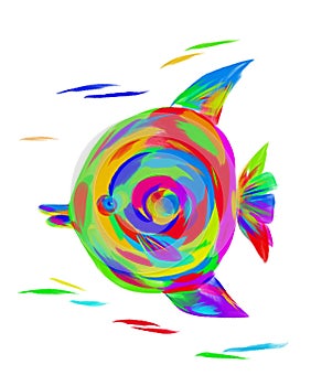 The image of a bright rainbow fish angel.