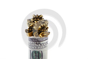 Image of bronze toad money white background