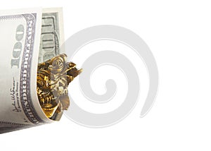 Image of bronze toad money white background