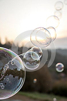 Bubble inside a bubble on dark background