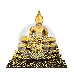 Image of Buddha with gold leaf isolated on white background