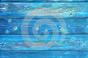 Image of bumpy vintage wooden background painted with blue paint