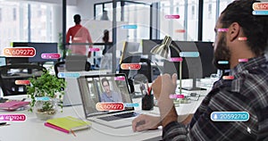 Image call with data processing image over office workspace