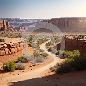 Canyon in the Judean Desert on the West Bank of the Jordan River made with Generative AI