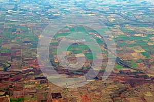 Image captured from a window of a commercial airplane while flying over western United States