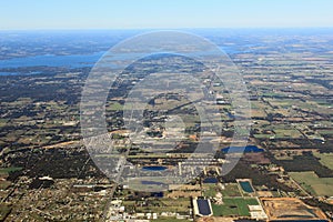 Image captured from a window of a commercial airplane while flying over western United States