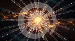 Radiant starburst emanating from crystal rods