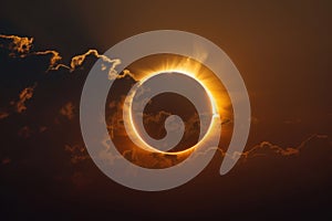 A dramatic solar eclipse observed through clouds