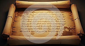 Ancient weathered parchment scroll with old script