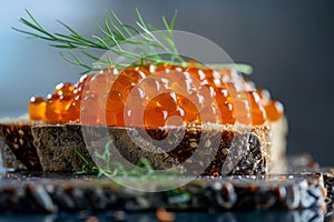 Elegant Herring Roe on Rye Bread