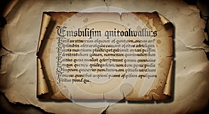Old Scroll with Gothic Text on Aged Paper