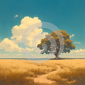 Serene Trail Leading to a Lone Tree photo