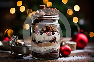multilayer christmas cake in jar photo