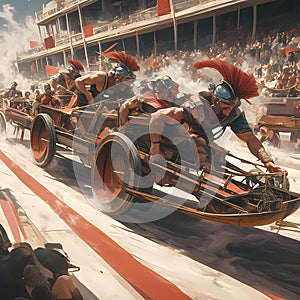 Ancient Chariot Race, High-Speed Action photo