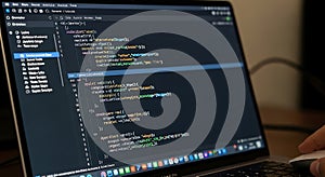 Close-up of programming code on a laptop display