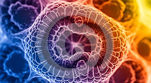 Abstract cellular ring structure with heat gradient