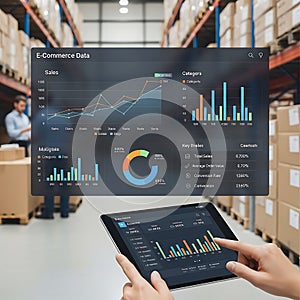 E-Commerce Data Dashboard in Warehouse Setting