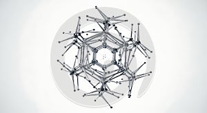 Chrome geodesic molecular structure on white