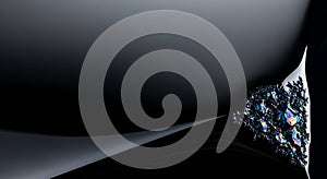 Iridescent fractal crystal explosion on dark background