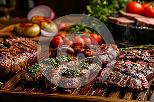 Argentine Parrilla with Grilled Meats and Chimichurri Sauce photo