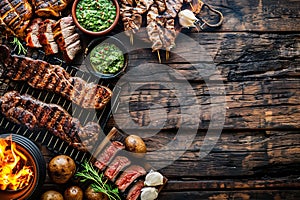 Argentine Parrilla with Grilled Meats and Chimichurri Sauce photo